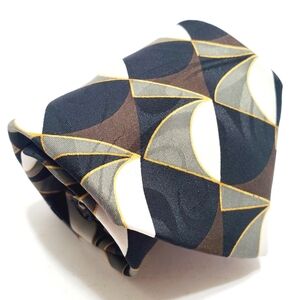 Requirements Necktie Brown & Gray Geometric Pattern Men's Neck Tie  59x4"